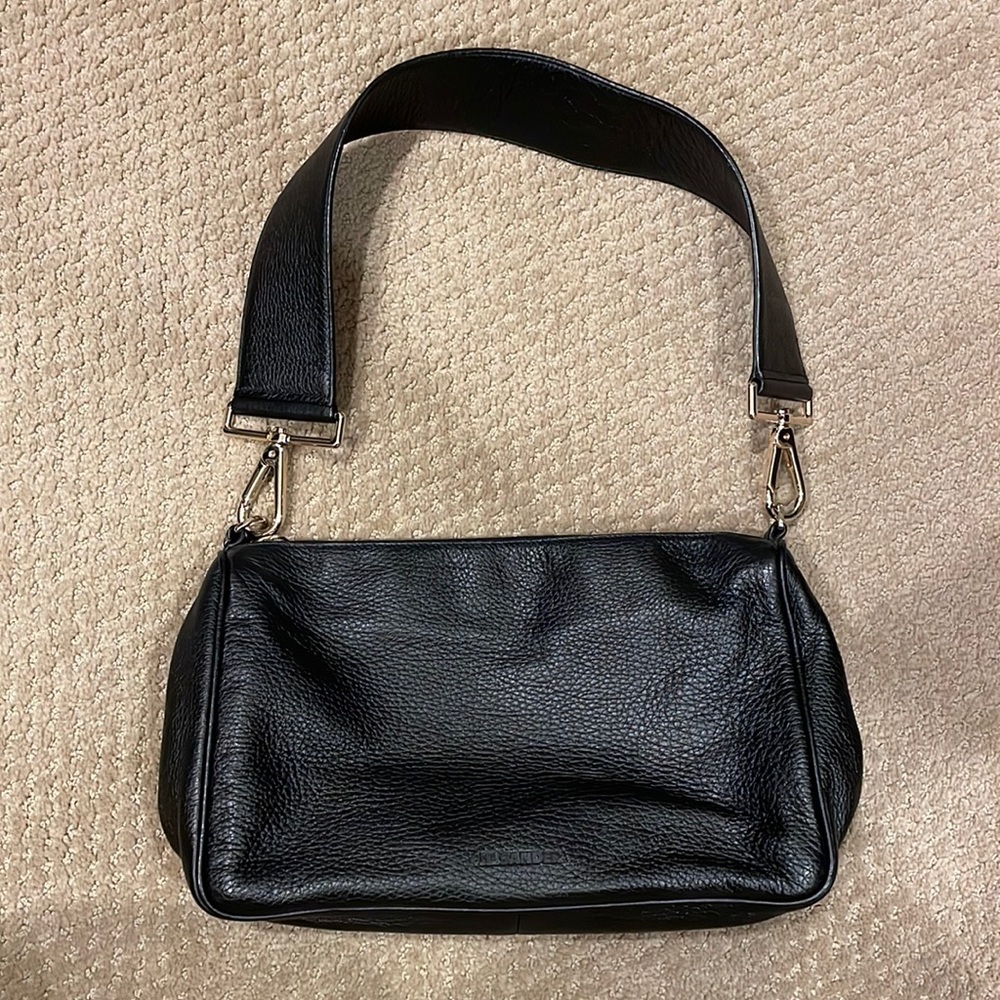 Jil Sander Pebbled Black Leather Medium shoulder bag